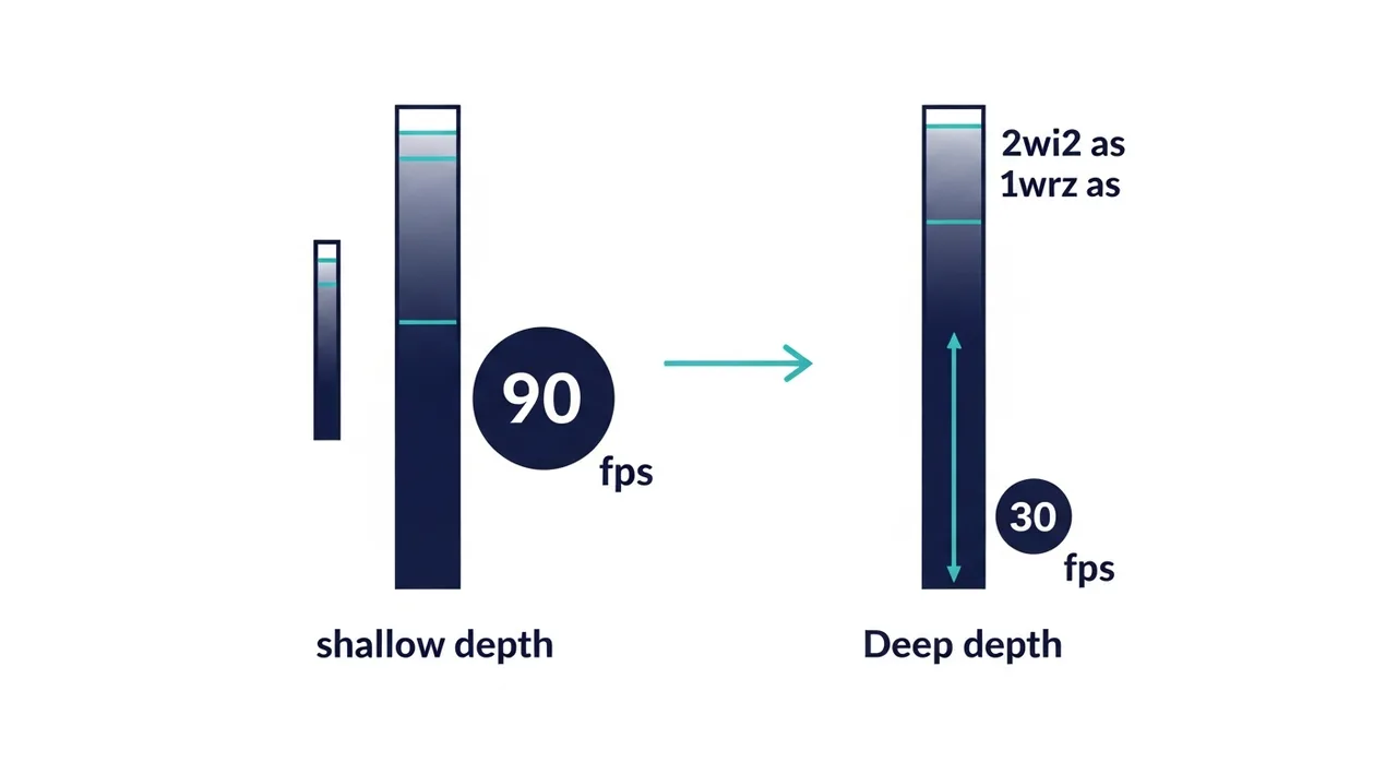 Schematic comparing shallow versus deep imaging and their effect on frame rate